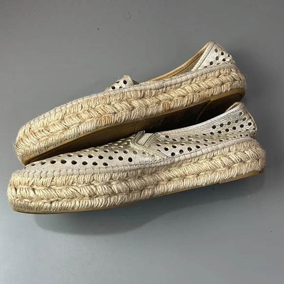LOEFFLER RANDAL GOLD PERFORATED ESPADRILLES - Picture 4 of 7